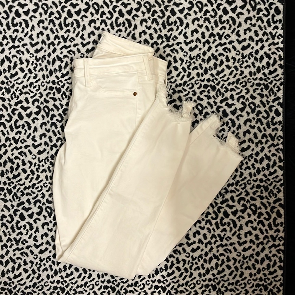 A & F distressed hem skinny jean